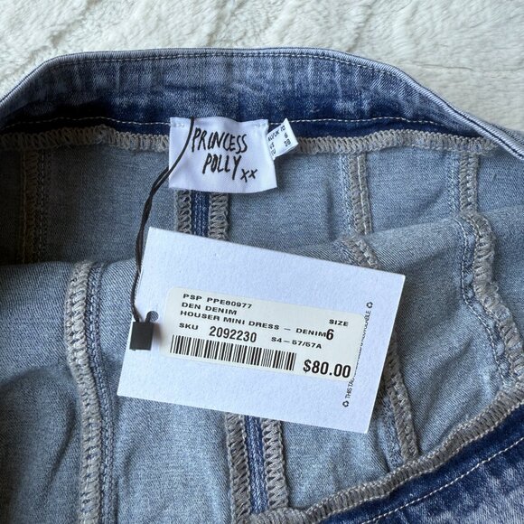 NEW PRINCESS POLLY Denim Houser Mini Dress Size 6 - Picture 3 of 5
